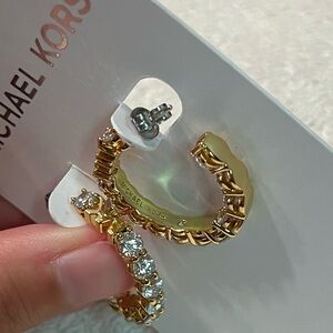 NEW Michael Kors Hoop Earrings. Gold tone. Crystals. Box included